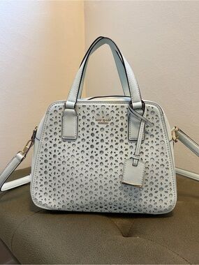 kate spade Light Gray Perforated Leather Satchel